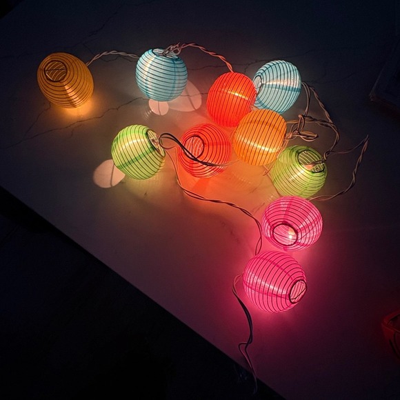 Multi Color Paper Lantern String Lights Indoor Outdoor UL Listed Party Room Deco - Picture 6 of 8